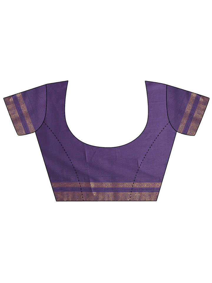 Purple Paisley Printed Silk Blend Saree With Unstitched Blouse Piece