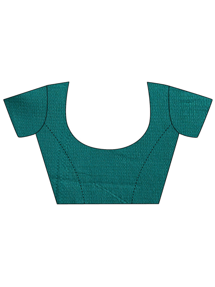 Green Paisley Printed Silk Blend Saree With Unstitched Blouse Piece