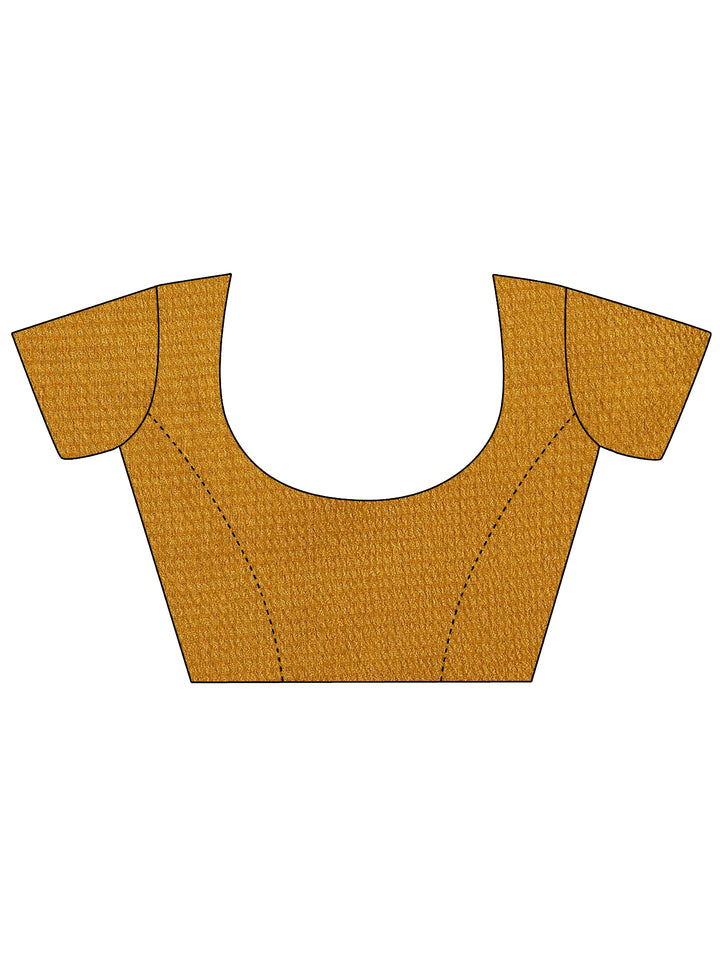 Mustard Paisley Printed Silk Blend Saree With Unstitched Blouse Piece