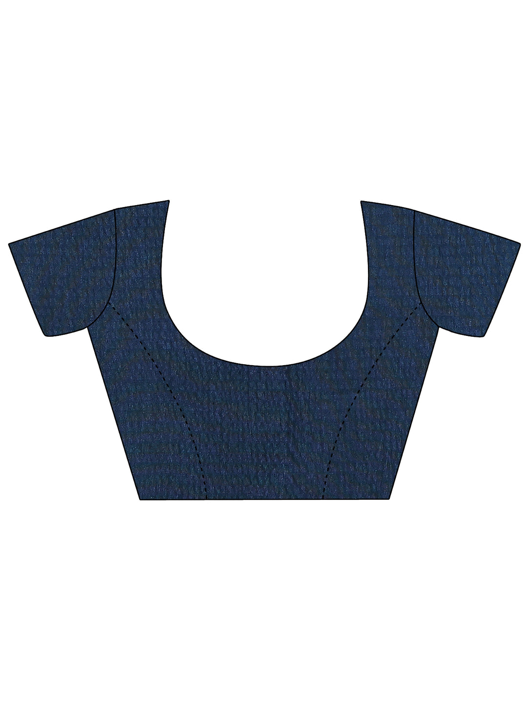 Navy Blue Printed Silk Blend Saree With Unstitched Blouse Piece