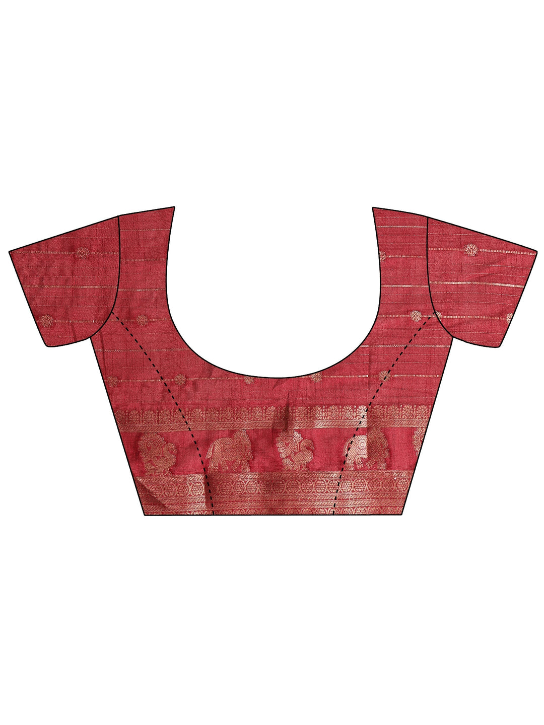 Coral Woven Design Silk Blend Saree With Unstitched Blouse Piece