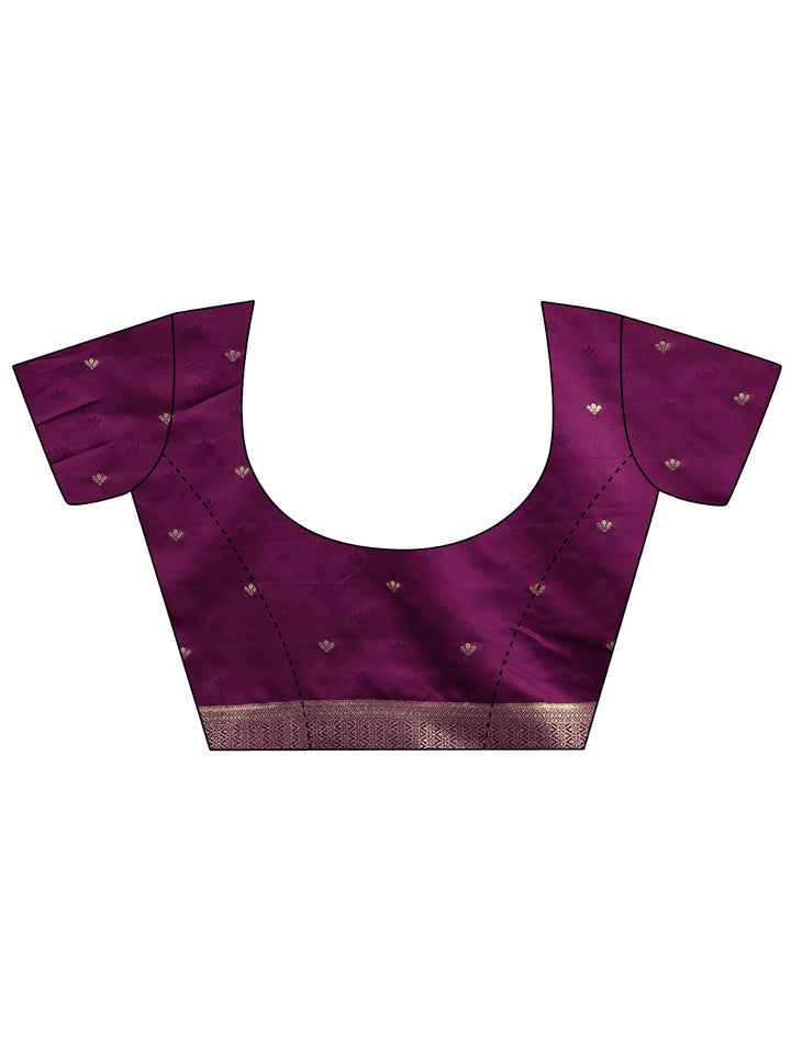 Burgundy Embroidered Silk Blend Saree With Unstitched Blouse Piece