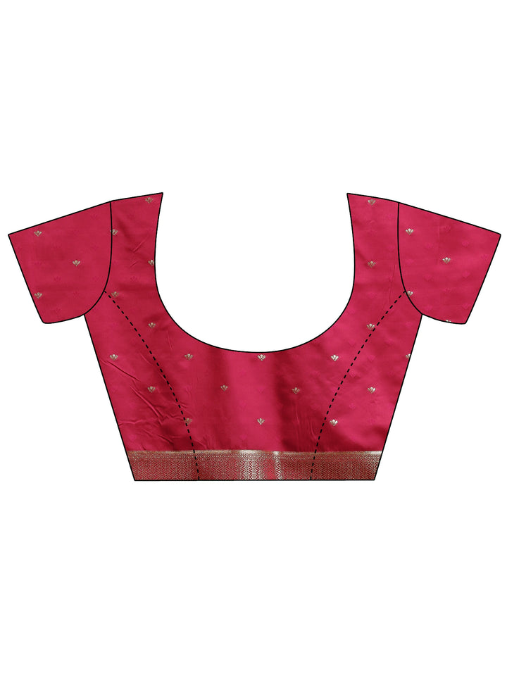 Red Embroidered Silk Blend Saree With Unstitched Blouse Piece