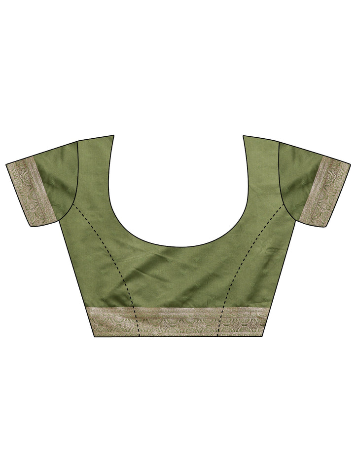 Green Woven Design Banarsi Silk Blend Saree With Unstitched Blouse Piece