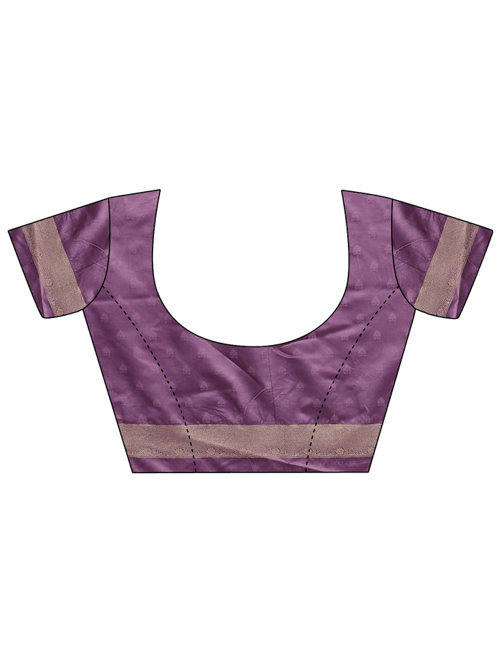 Libas Purple Woven Design Banarsi Silk Blend Saree With Unstitched Blouse Piece