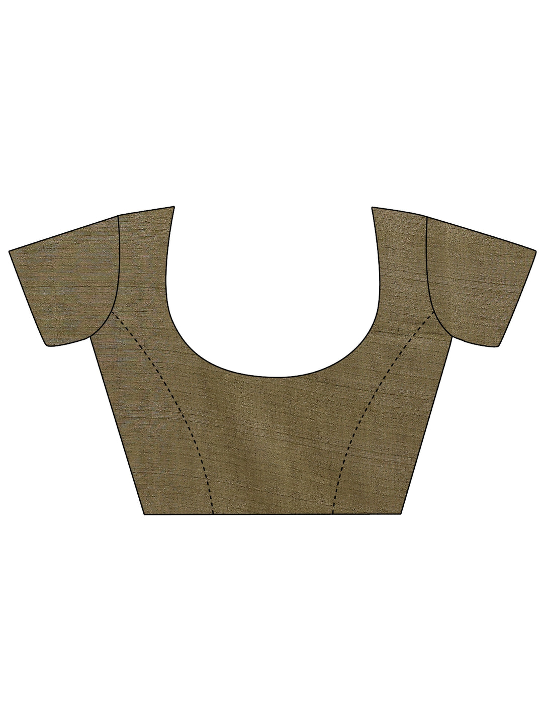 Olive Printed Silk Blend Saree With Unstitched Blouse Piece