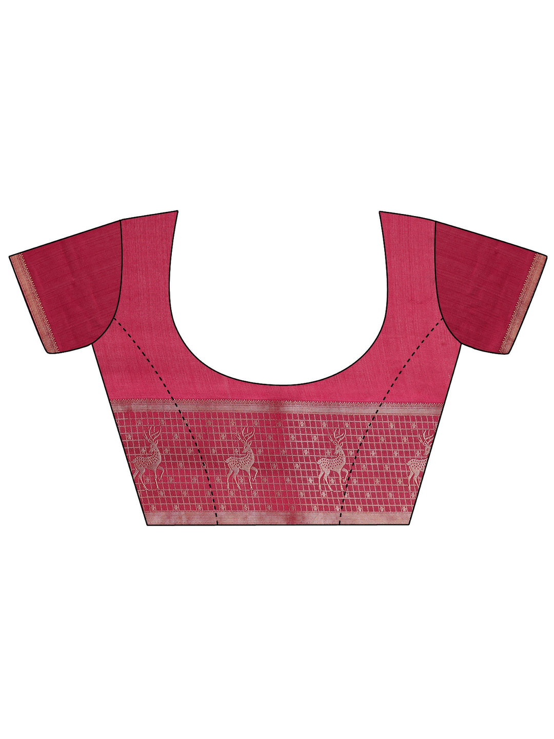 Red Printed Silk Blend Saree With Unstitched Blouse Piece