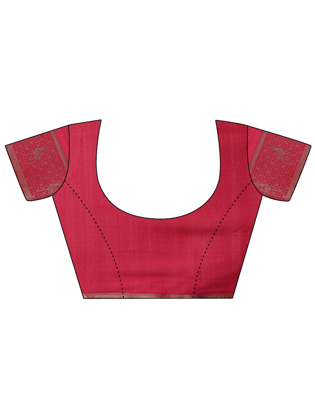 Pink Printed Silk Blend Saree With Unstitched Blouse Piece