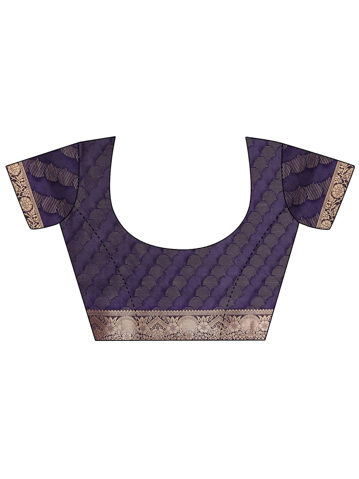 Purple Woven Design Silk Blend Saree With Unstitched Blouse Piece