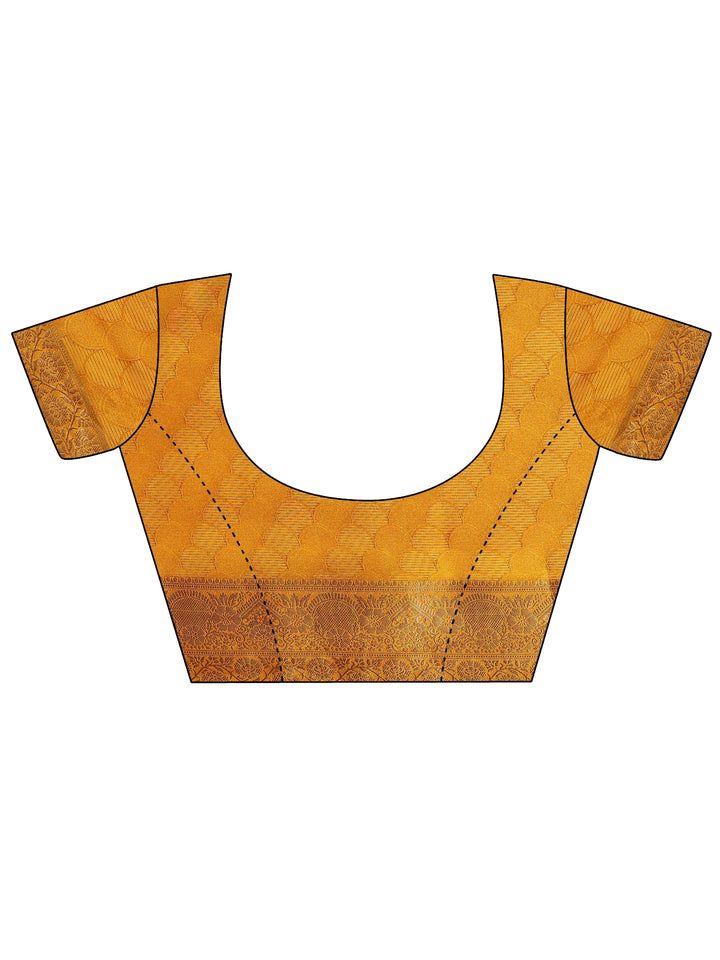 Mustard Woven Design Silk Blend Saree With Unstitched Blouse Piece