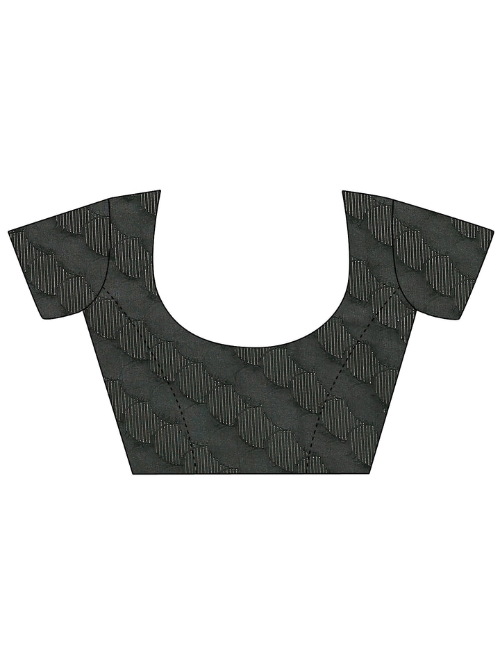 Green Printed Silk Blend Saree With Unstitched Blouse Piece