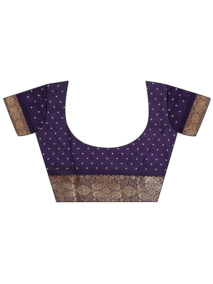 Purple Geometric Printed Silk Blend Saree With Unstitched Blouse Piece