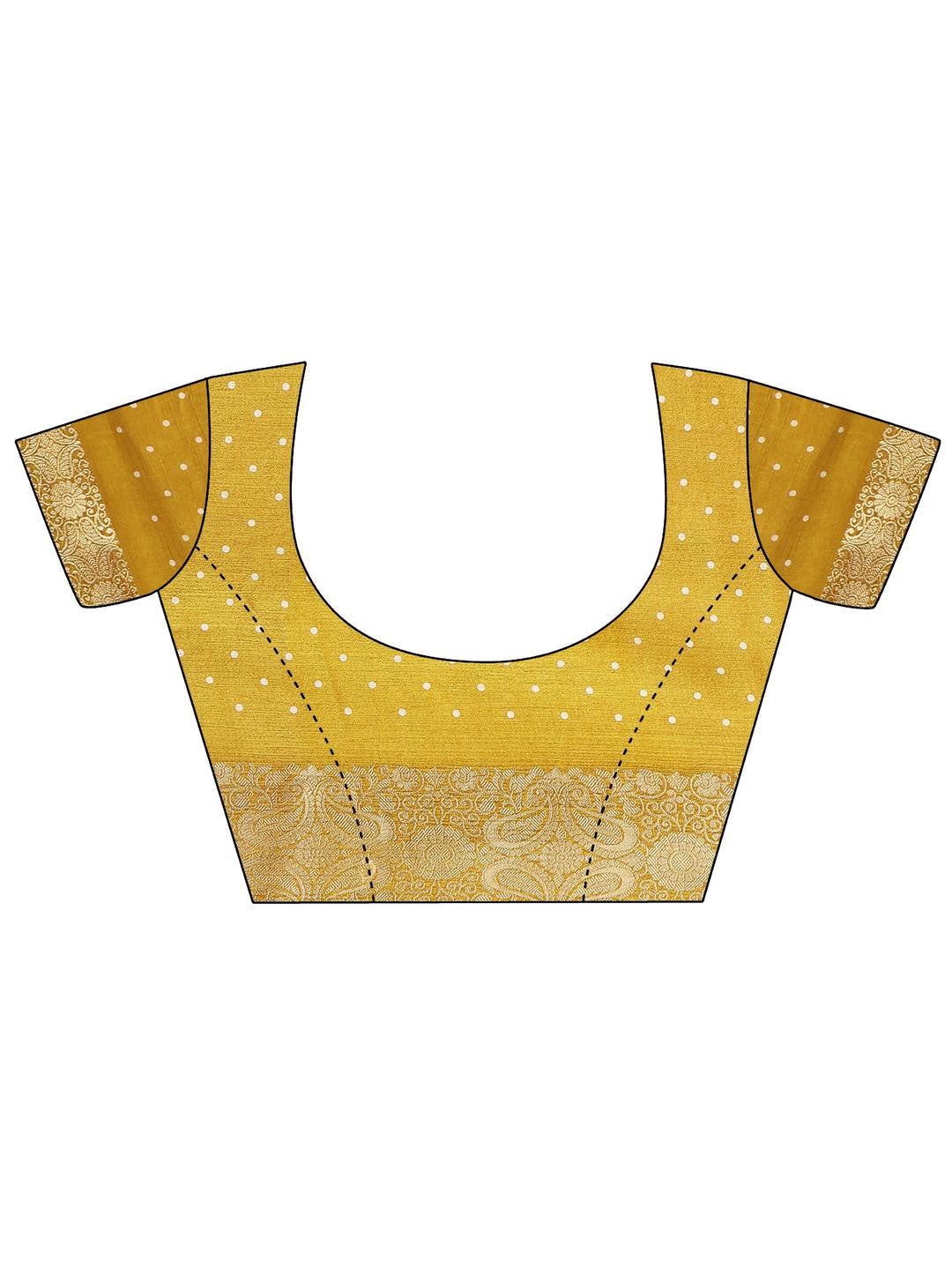 Mustard Printed Silk Blend Banarasi Saree With Unstitched Blouse Piece