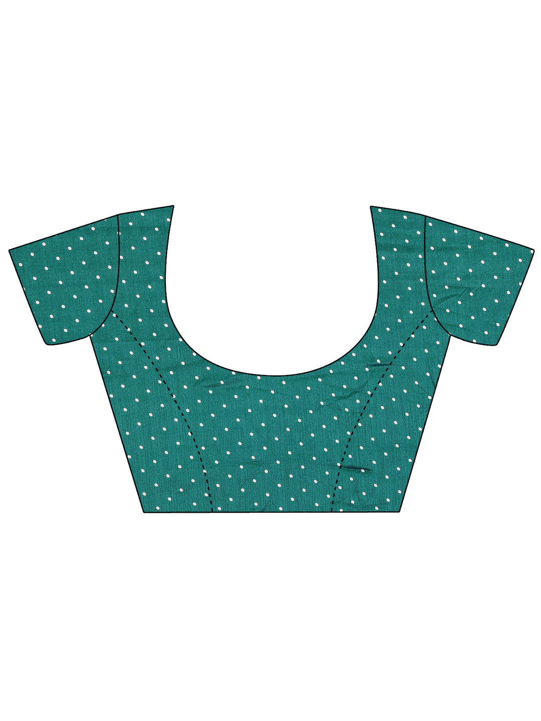 Green Geometric Printed Silk Blend Saree With Unstitched Blouse Piece