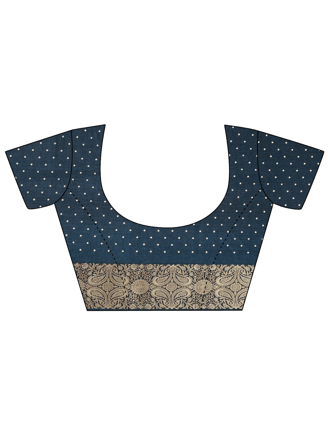 Navy Blue Geometric Printed Silk Blend Saree With Unstitched Blouse Piece