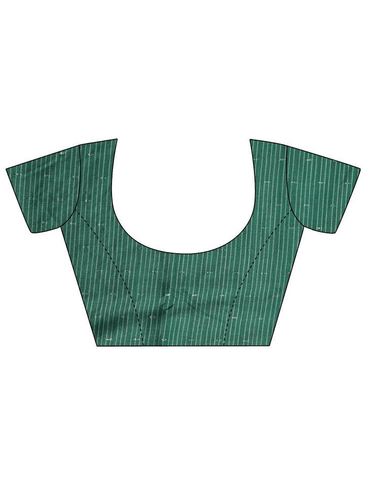 Green Printed Silk Blend Saree With Unstitched Blouse Piece