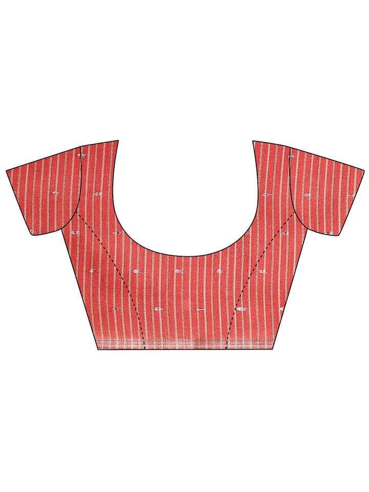 Cream Ikat Woven Design Silk Blend Saree With Unstitched Blouse Piece