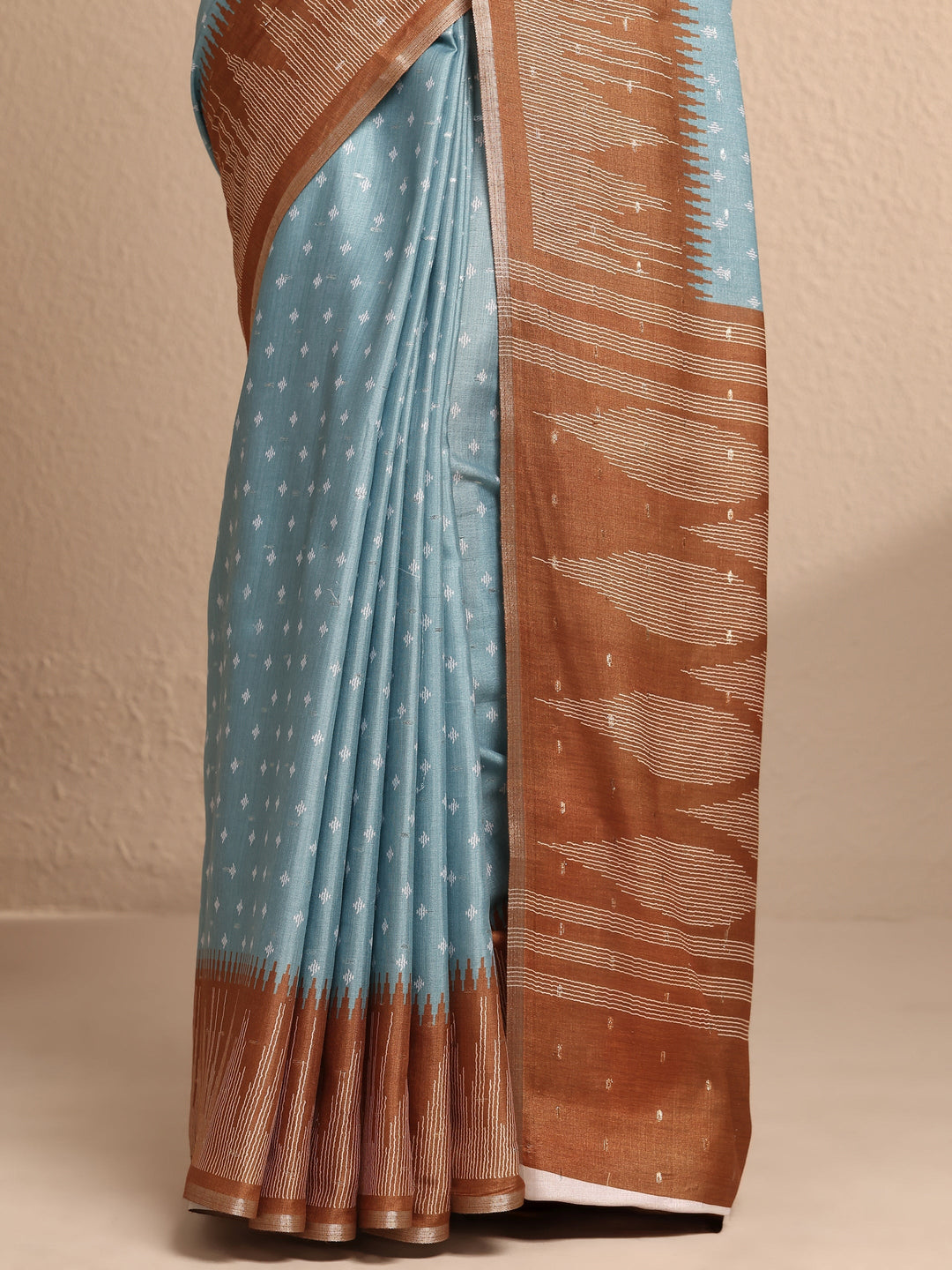 Blue Woven Design Silk Blend Saree With Unstitched Blouse Piece