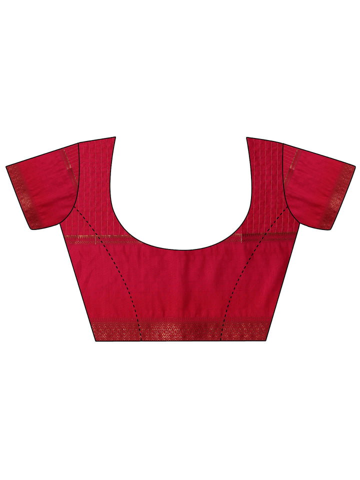 Magenta Embellished Silk Blend Saree With Unstitched Blouse Piece