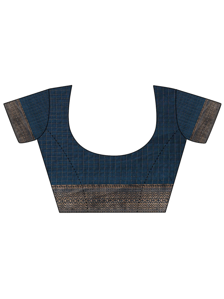 Blue Embellished Silk Blend Saree With Unstitched Blouse Piece