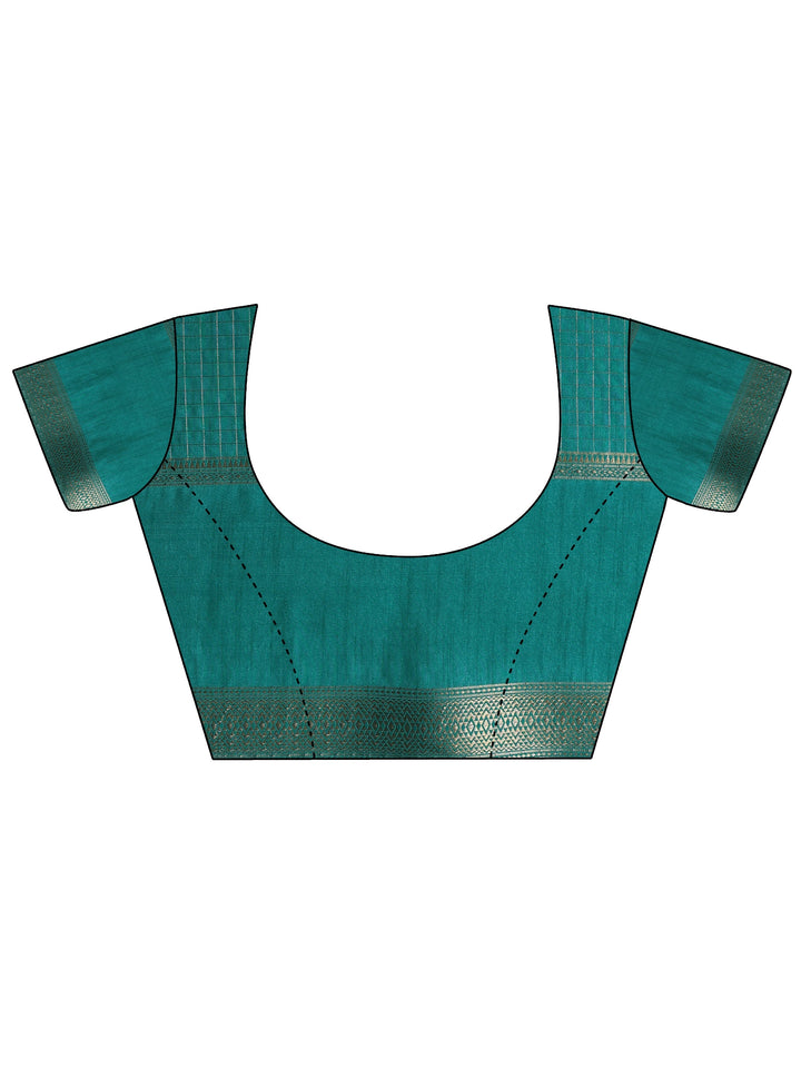 Blue Embellished Silk Blend Saree With Unstitched Blouse Piece