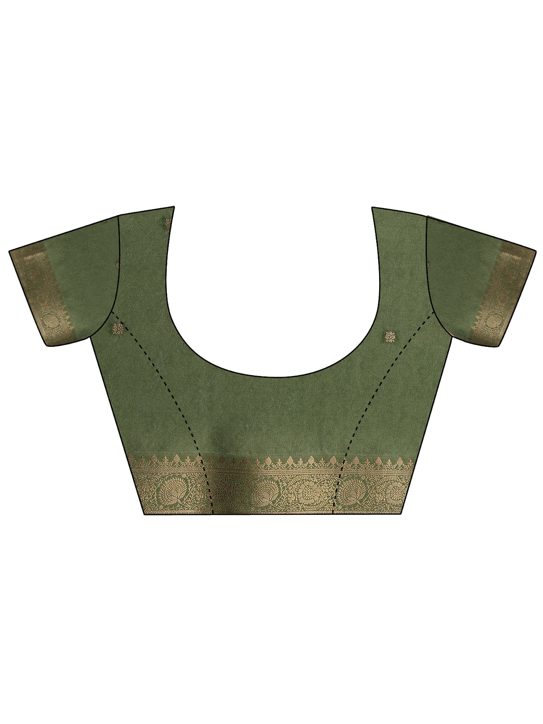 Green Printed Silk Blend Saree With Unstitched Blouse Piece