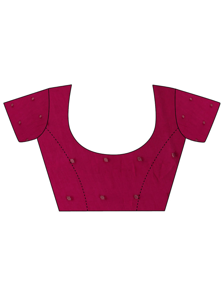 Pink Printed Silk Blend Saree With Unstitched Blouse Piece