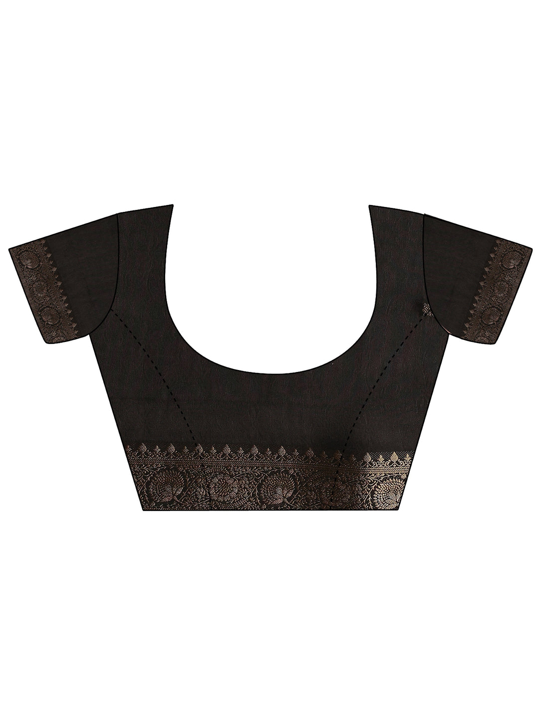 Black Printed Silk Blend Saree With Unstitched Blouse Piece