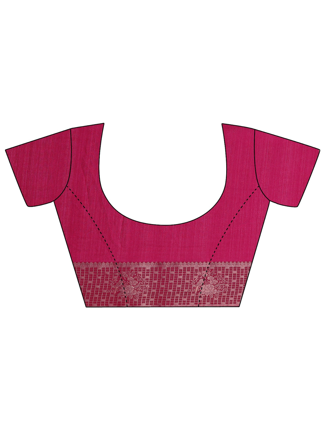 Pink Printed Silk Blend Saree With Unstitched Blouse Piece