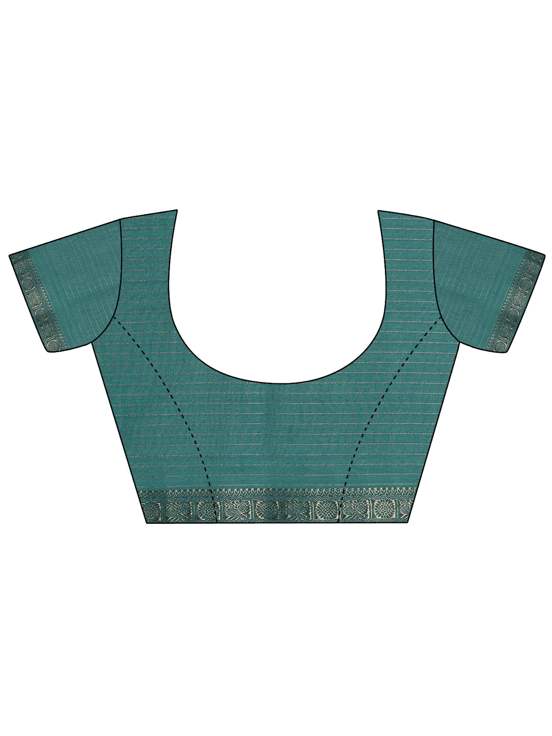 Green Printed Silk Blend Saree With Unstitched Blouse Piece