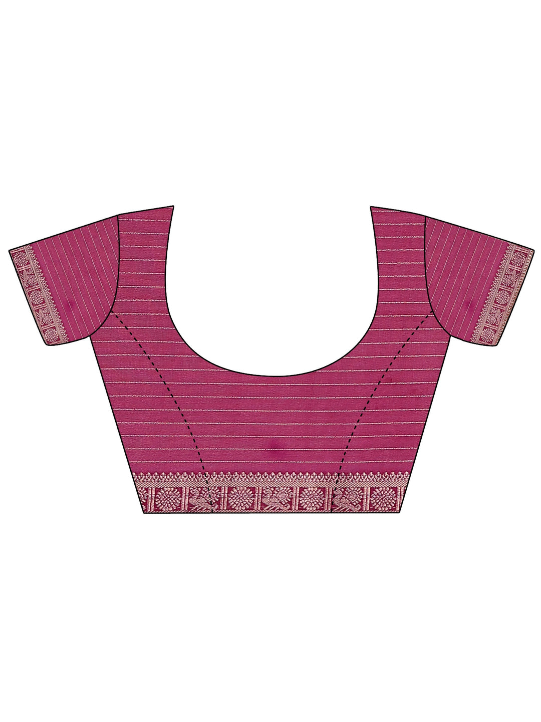 Pink Printed Silk Blend Saree With Unstitched Blouse Piece