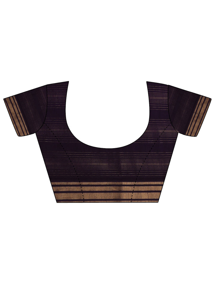 Purple Printed Silk Blend Saree With Unstitched Blouse Piece