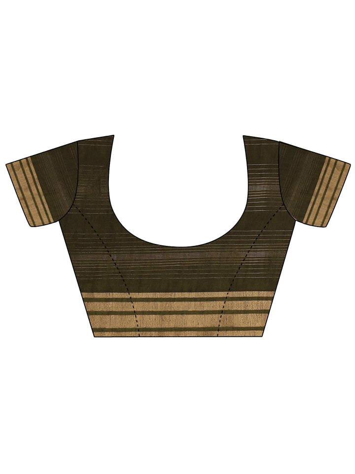 Green Printed Silk Blend Saree With Unstitched Blouse Piece