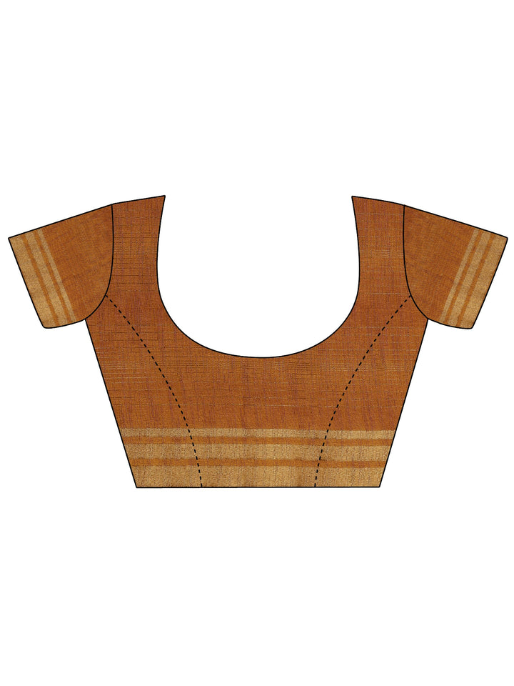 Mustard Printed Silk Blend Saree With Unstitched Blouse Piece