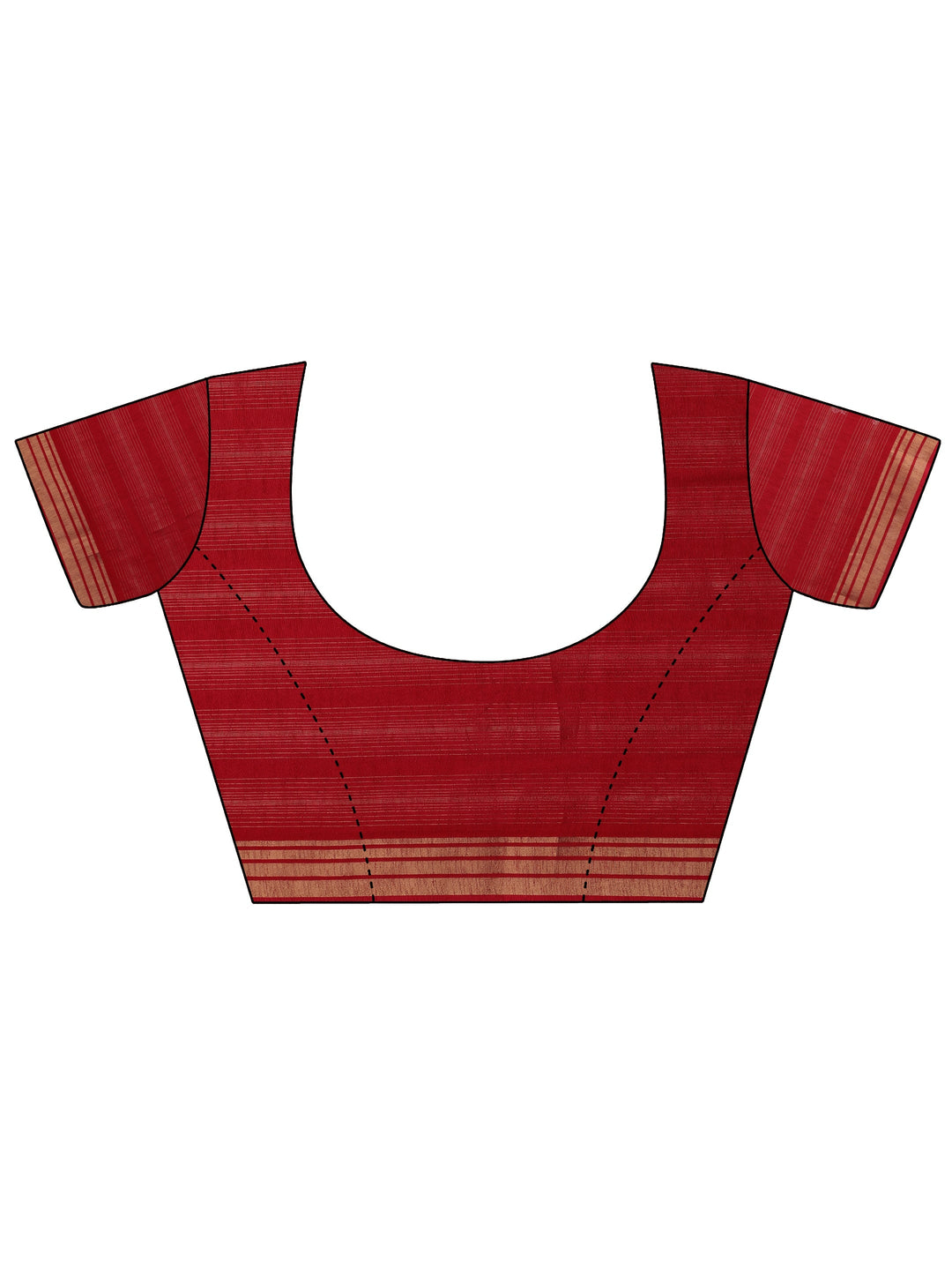 Red Printed Silk Blend Saree With Unstitched Blouse Piece