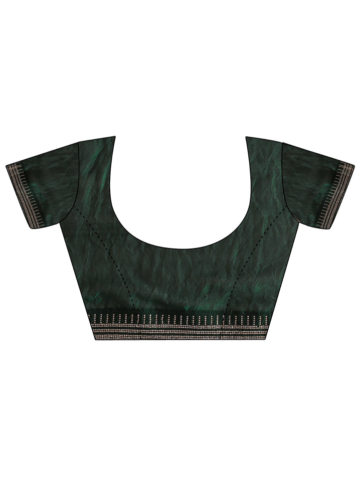 Green Embellished Silk Blend Saree With Unstitched Blouse Piece
