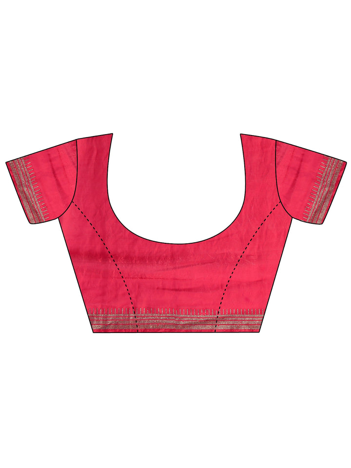Red Embellished Silk Blend Saree With Unstitched Blouse Piece