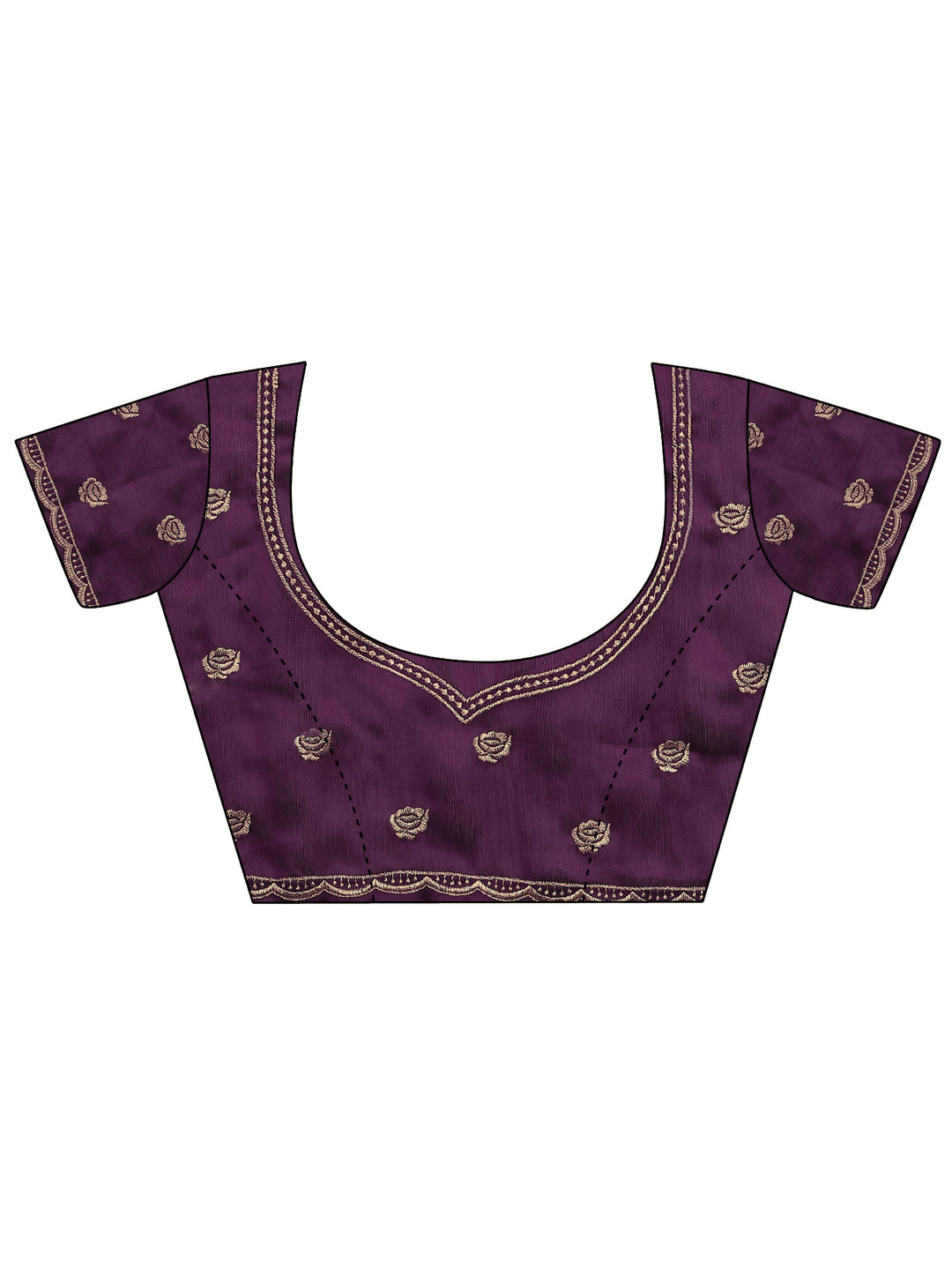 Burgundy Embroidered Silk Blend Saree With Unstitched Blouse Piece