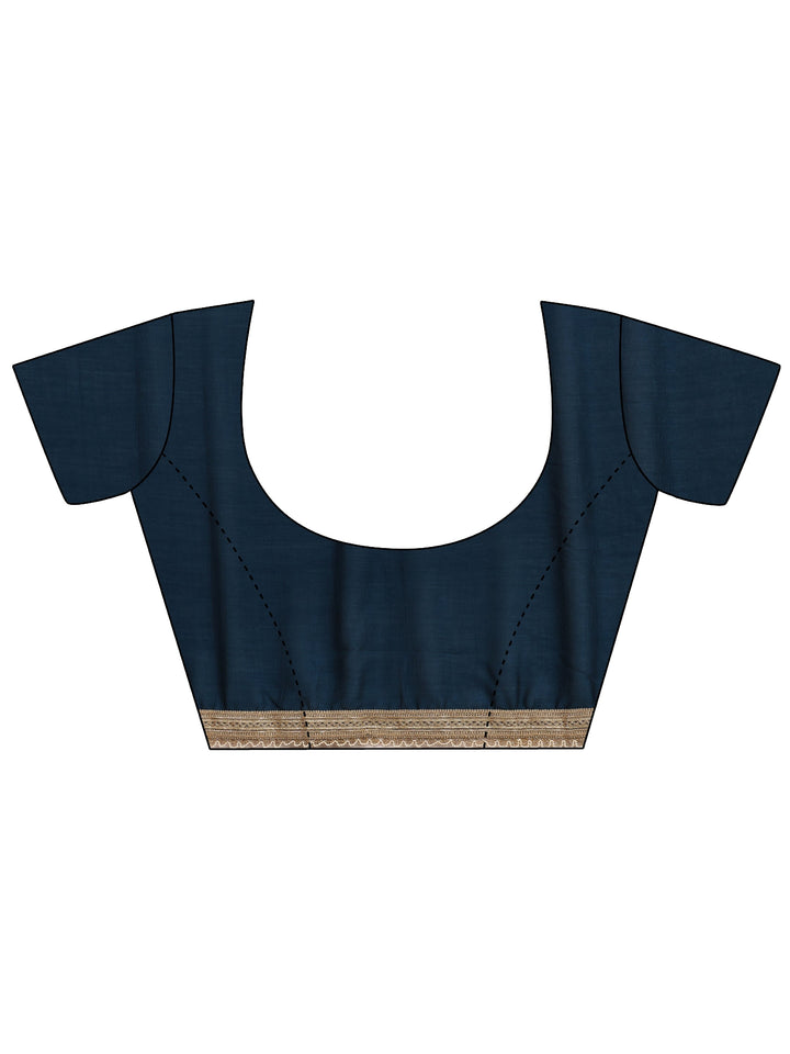 Blue Embellished Silk Blend Saree With Unstitched Blouse Piece