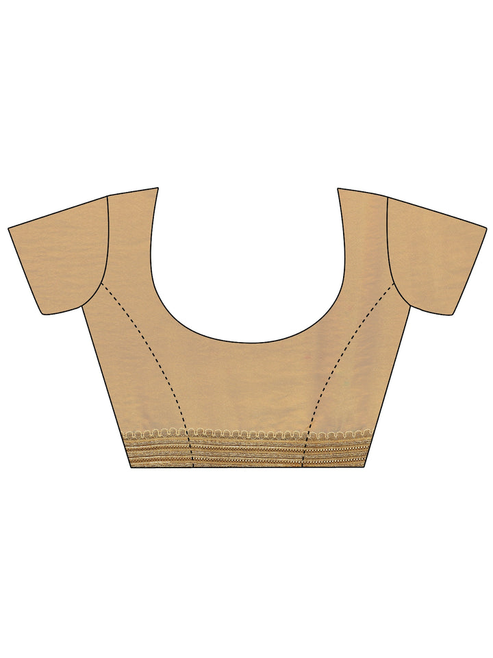 Blue Solid Silk Blend Saree With Unstitched Blouse Piece