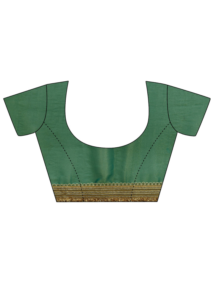 Blue Solid Silk Blend Saree With Unstitched Blouse Piece