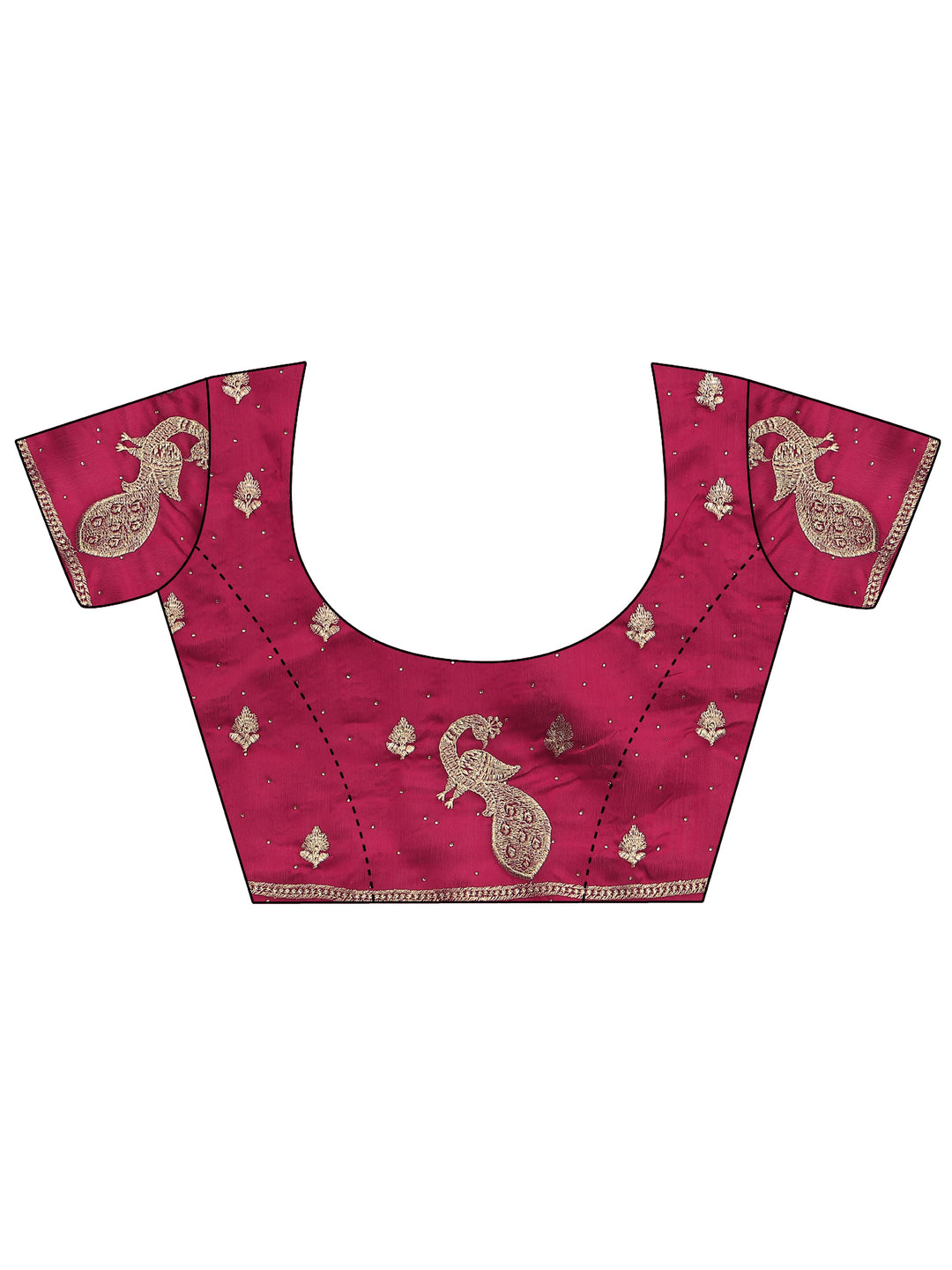 Magenta Embellished Silk Blend Saree With Unstitched Blouse Piece