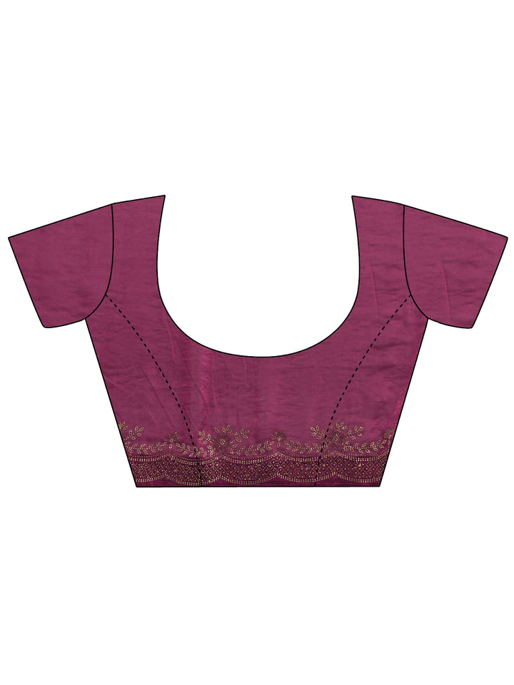 Burgundy Embellished Silk Blend Saree With Unstitched Blouse Piece