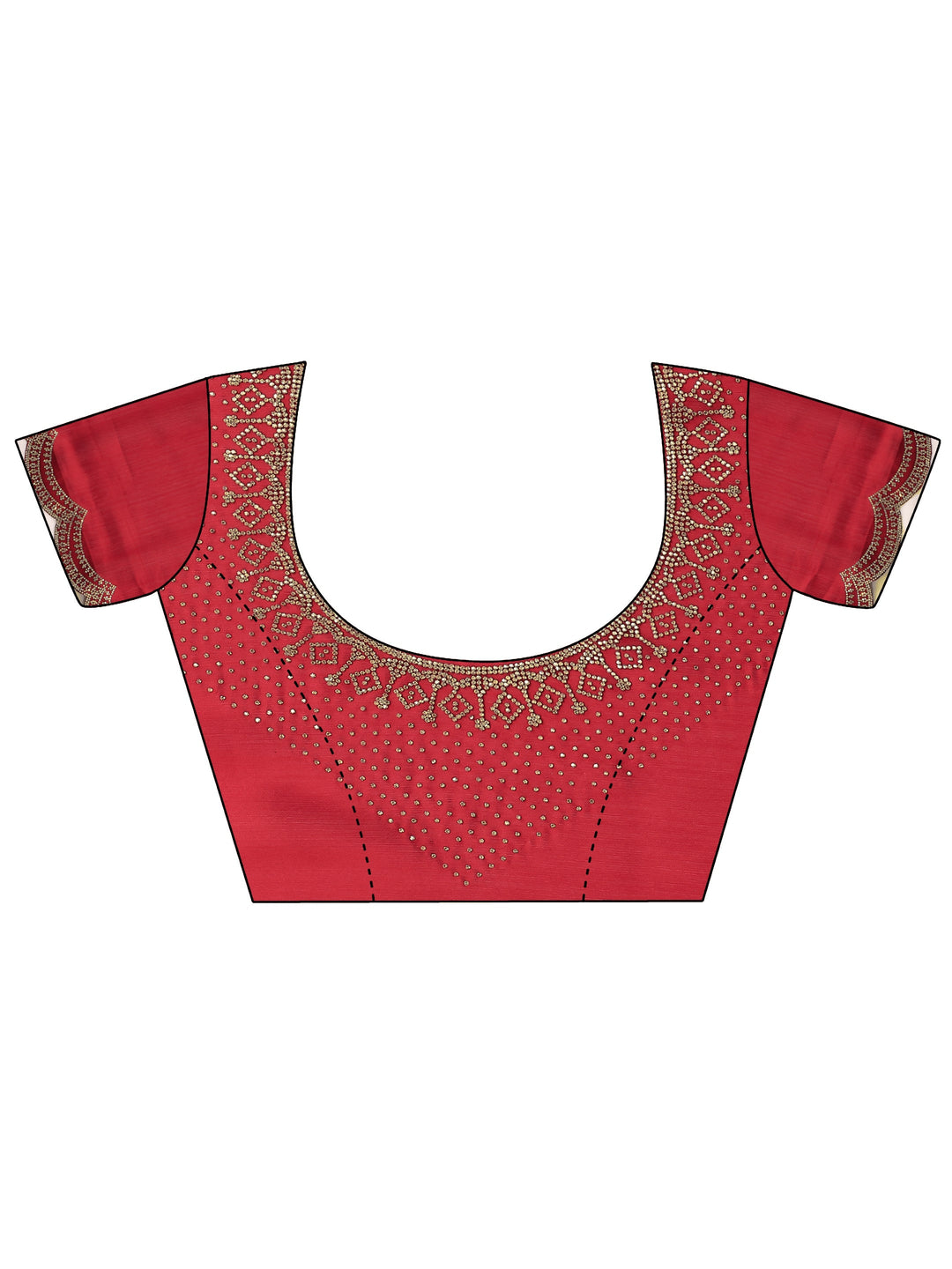 Red Solid Silk Blend Saree With Unstitched Blouse Piece