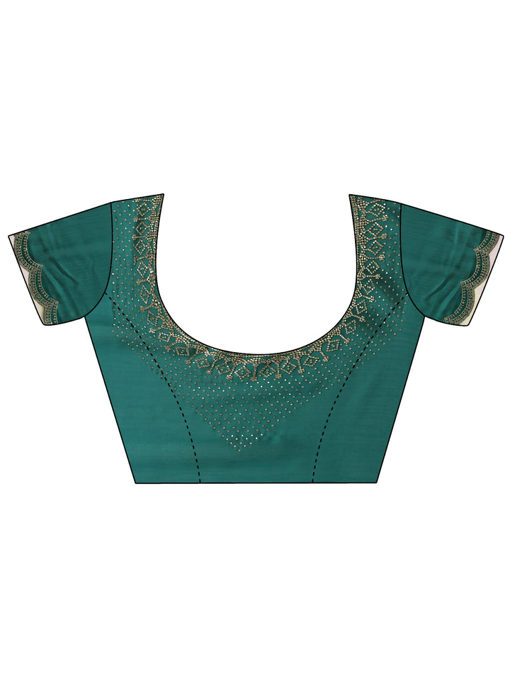 Blue Solid Silk Blend Saree With Unstitched Blouse Piece