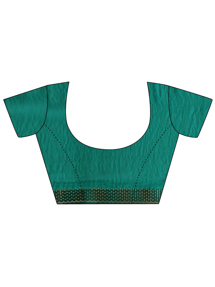 Green Solid Silk Blend Saree With Unstitched Blouse Piece