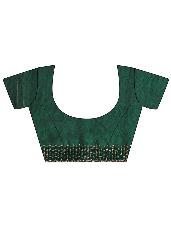 Green Solid Silk Blend Saree With Unstitched Blouse Piece