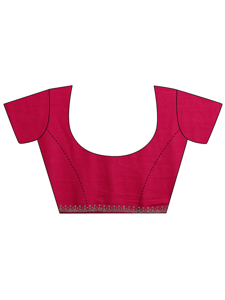 Blue Floral Printed Silk Blend Saree With Unstitched Blouse Piece