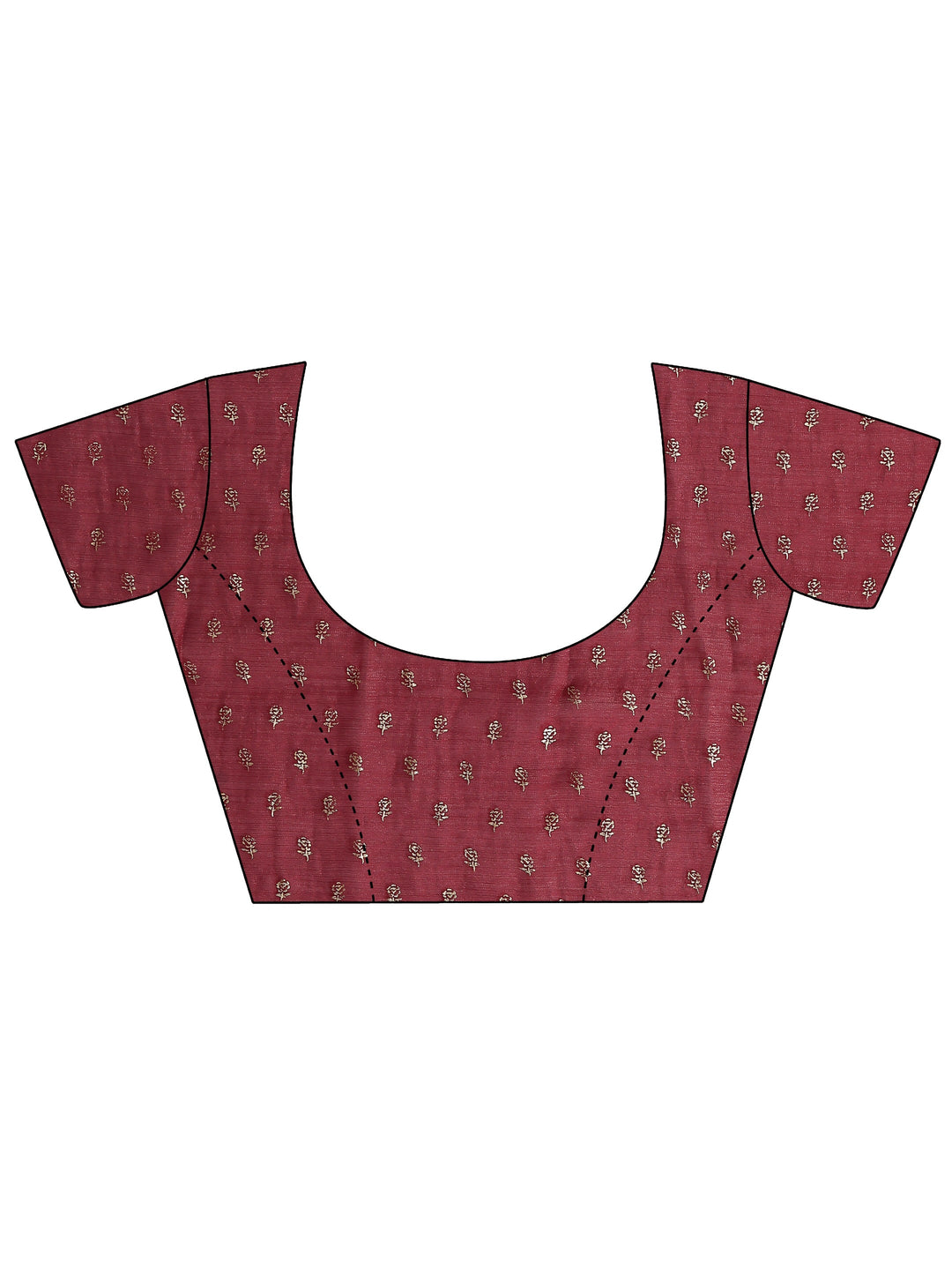 Burgundy Floral Printed Silk Blend Saree With Unstitched Blouse Piece