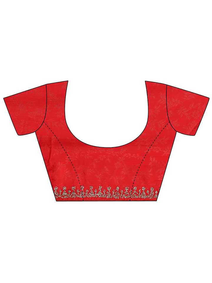 Black Printed Silk Blend Saree With Unstitched Blouse Piece